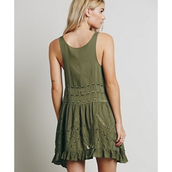 Free People Dresses & Skirts - Free People Green Voile and Lace Trapeze Slip NWOT